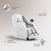 4D Full Body Massage Chair Zero Gravity Shiatsu Recliner,Sl Track Massage Chair with Heating,Leg Auto Extension,Bluetooth,Ai Voice and APP Controller,White — infographic