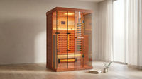 Full Spectrum Infrared Sauna，1-2 Person Home Sauna，Wooden Canadian Hemlock Indoor Spa Sauna with Resonance Speaker, Panoramic Tempered Glass Door — Lifestyle