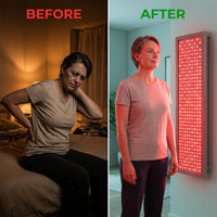 Red Light Therapy Panel Device – Full Body Panel, 660Nm Red & 850Nm near Infrared Light Therapy, LED Light Therapy Lamp, 300 Dual Chip Leds, Timer, Hanging Kit Included – PRO1500 — Before & After